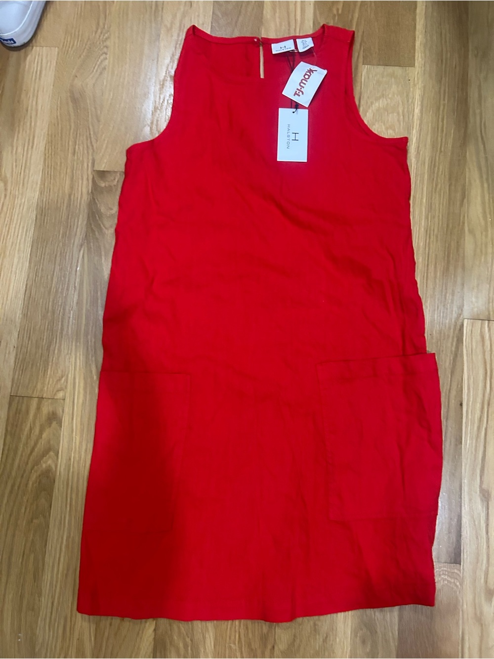 Halston Heritage Red Sleeveless Shift Dress